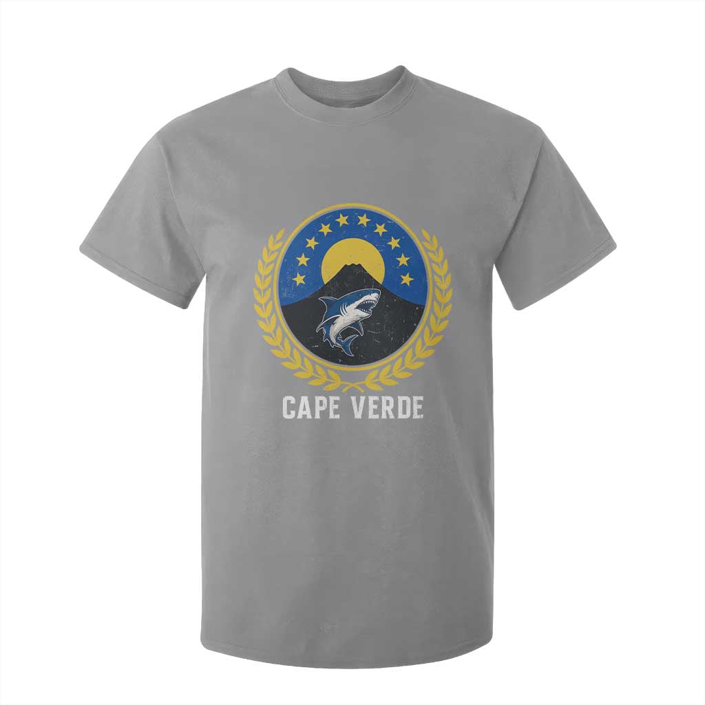 Cape Verde Volcano Blue Sharks Gold Laurel Crest Graphic T Shirt For Kid Retro Cabo Verde Heritage Pride