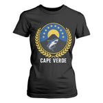 Cape Verde Volcano Blue Sharks Gold Laurel Crest Graphic T Shirt For Women Retro Cabo Verde Heritage Pride