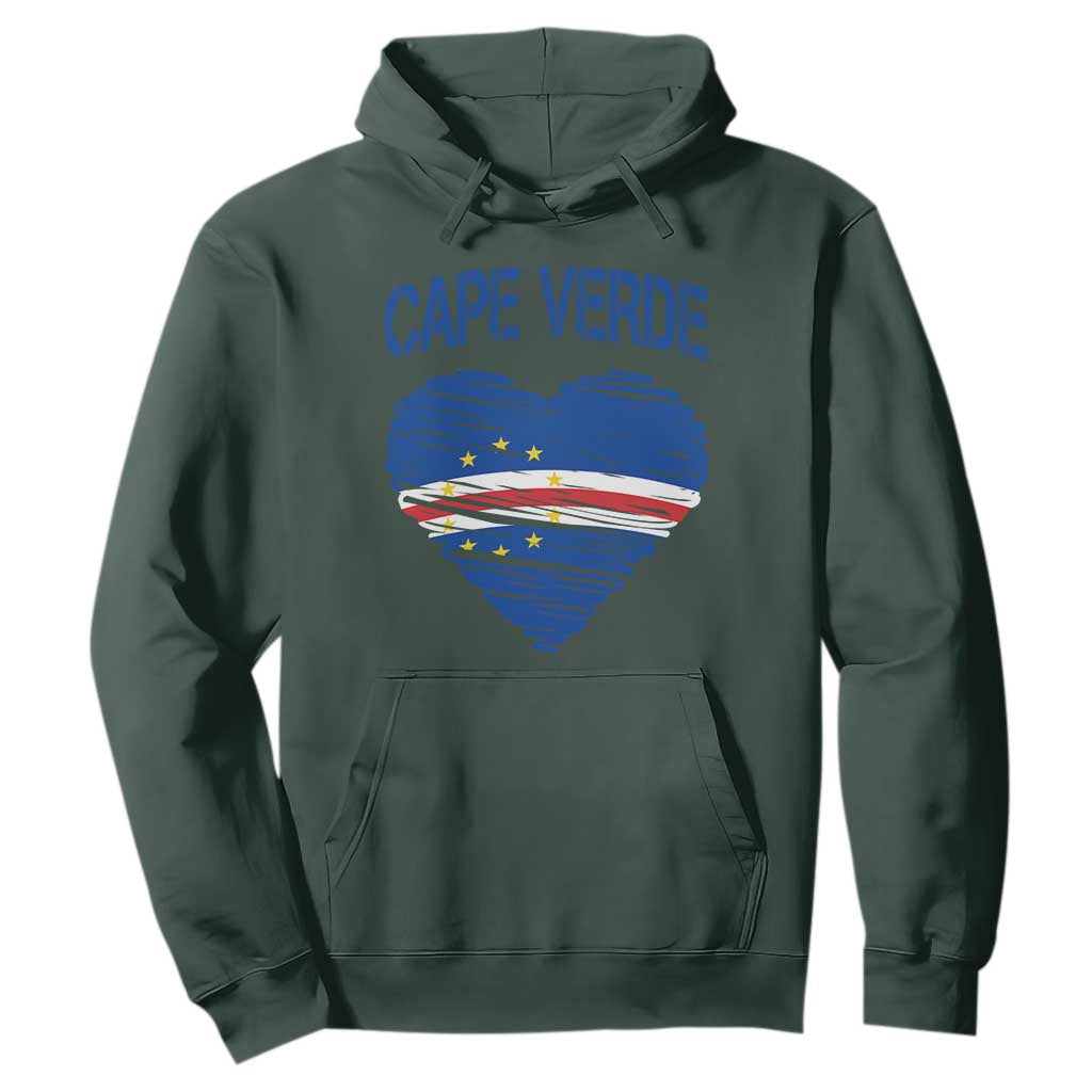 Cape Verde Scribble Flag Heart National Pride Hoodie Cabo Verde Love
