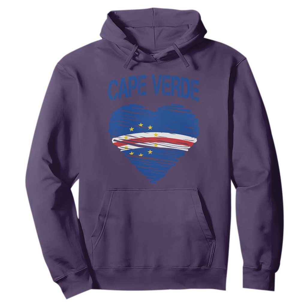 Cape Verde Scribble Flag Heart National Pride Hoodie Cabo Verde Love