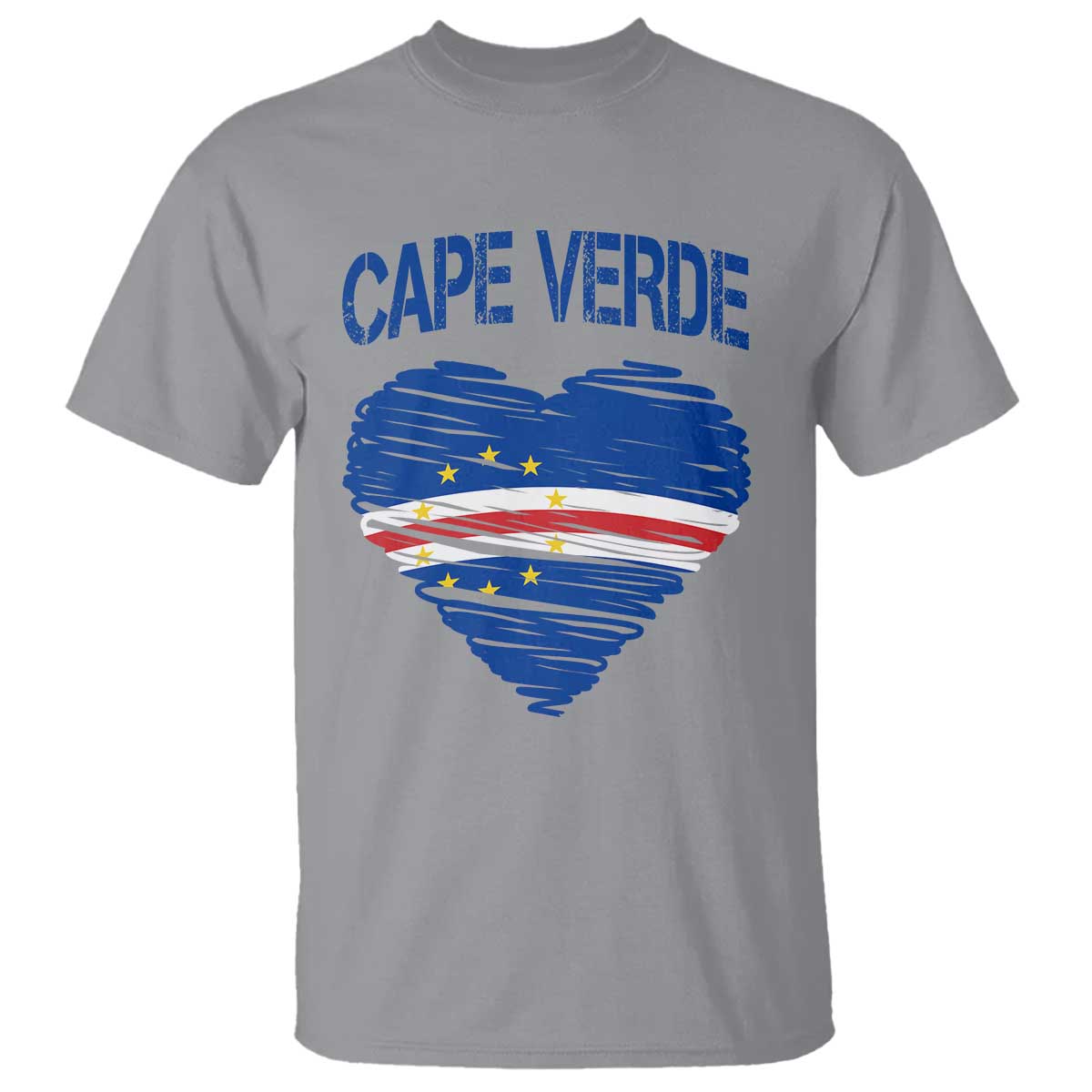 Cape Verde Scribble Flag Heart National Pride T Shirt Cabo Verde Love