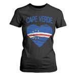 Cape Verde Scribble Flag Heart National Pride T Shirt For Women Cabo Verde Love