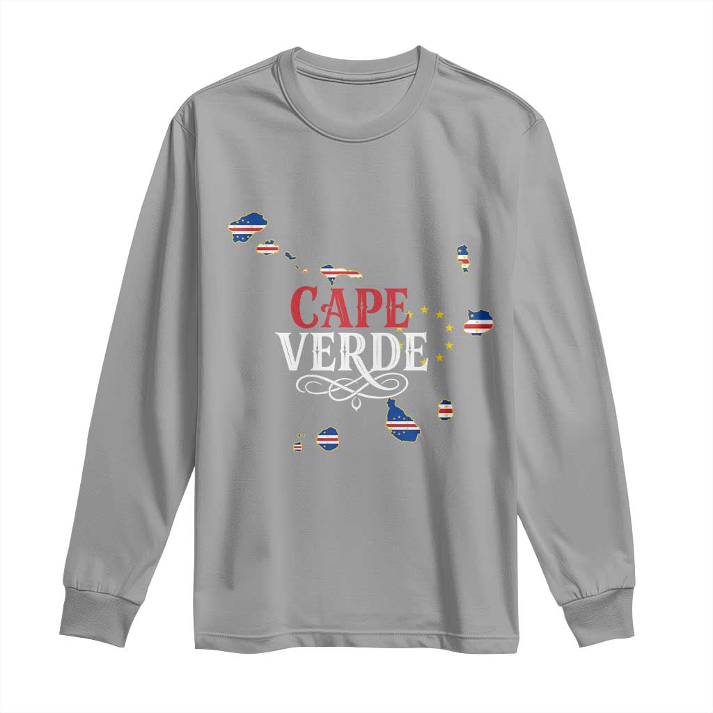 Cabo Verde Islands Flag Map Long Sleeve Shirt Cape Verde Vintage Pride