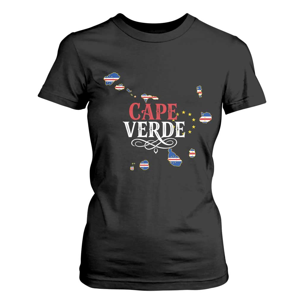 Cabo Verde Islands Flag Map T Shirt For Women Cape Verde Vintage Pride