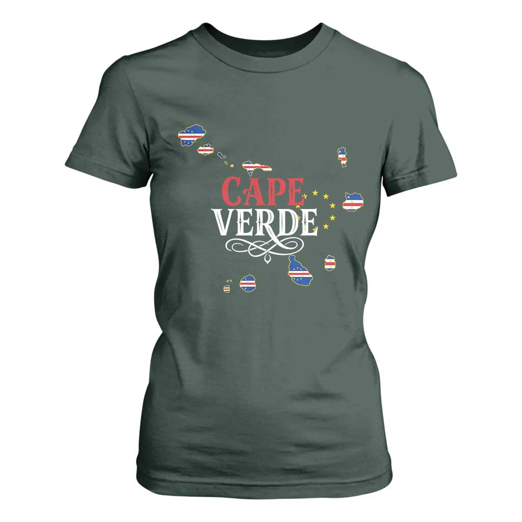 Cabo Verde Islands Flag Map T Shirt For Women Cape Verde Vintage Pride