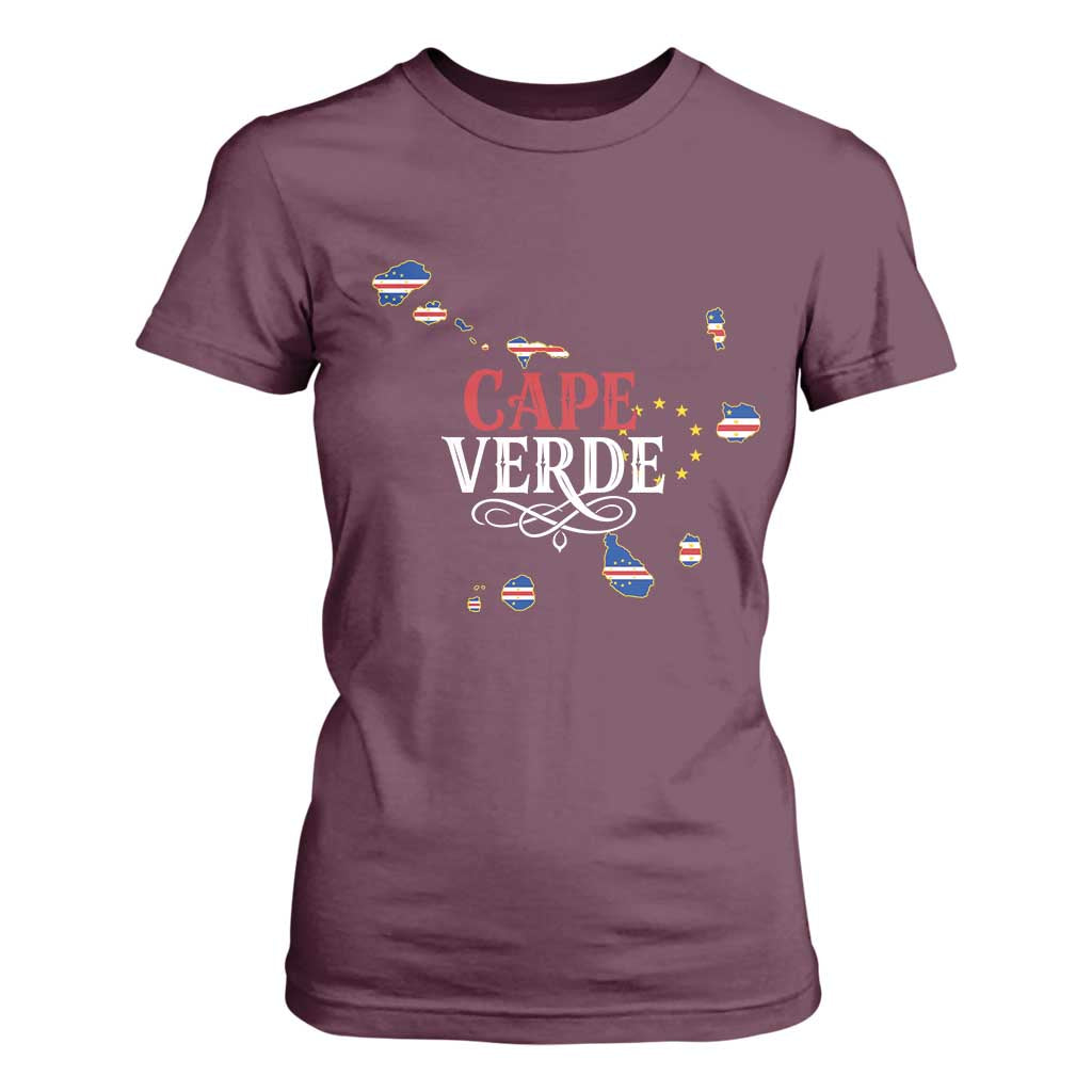 Cabo Verde Islands Flag Map T Shirt For Women Cape Verde Vintage Pride