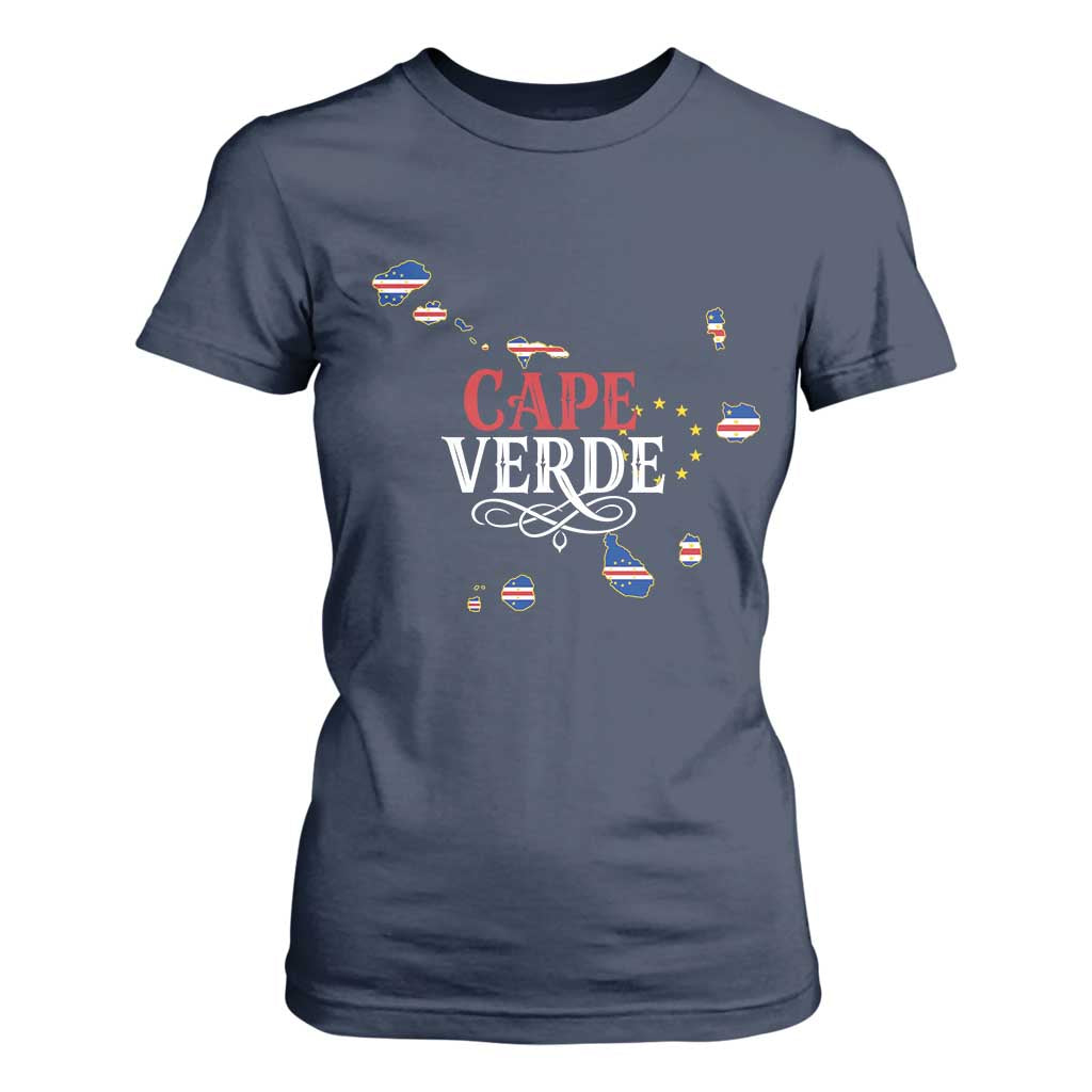 Cabo Verde Islands Flag Map T Shirt For Women Cape Verde Vintage Pride
