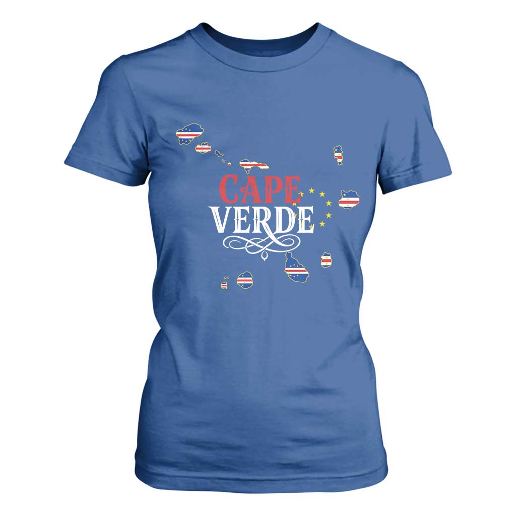 Cabo Verde Islands Flag Map T Shirt For Women Cape Verde Vintage Pride