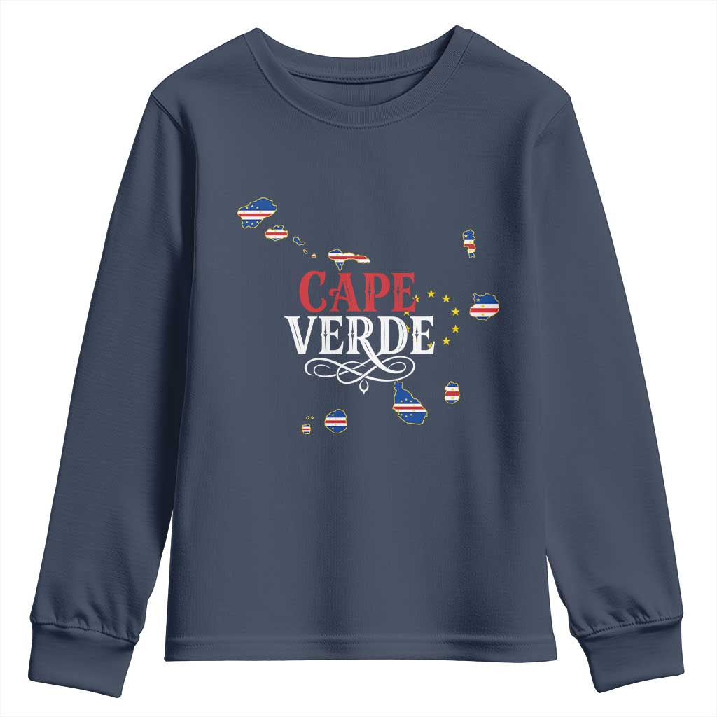 Cabo Verde Islands Flag Map Youth Sweatshirt Cape Verde Vintage Pride