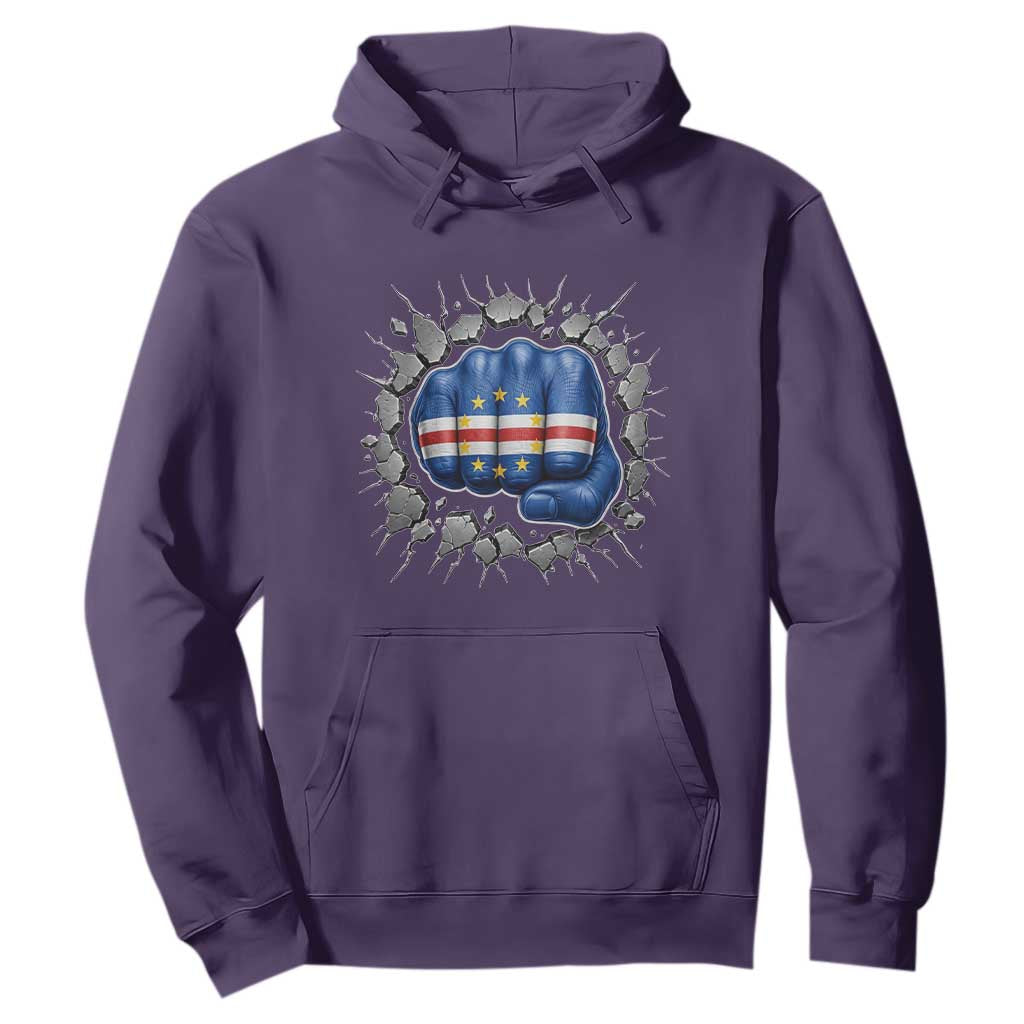 Cape Verde Flag Fist Power Stone Wall Break Graphic Hoodie Cabo Verde Strong Roots National Pride
