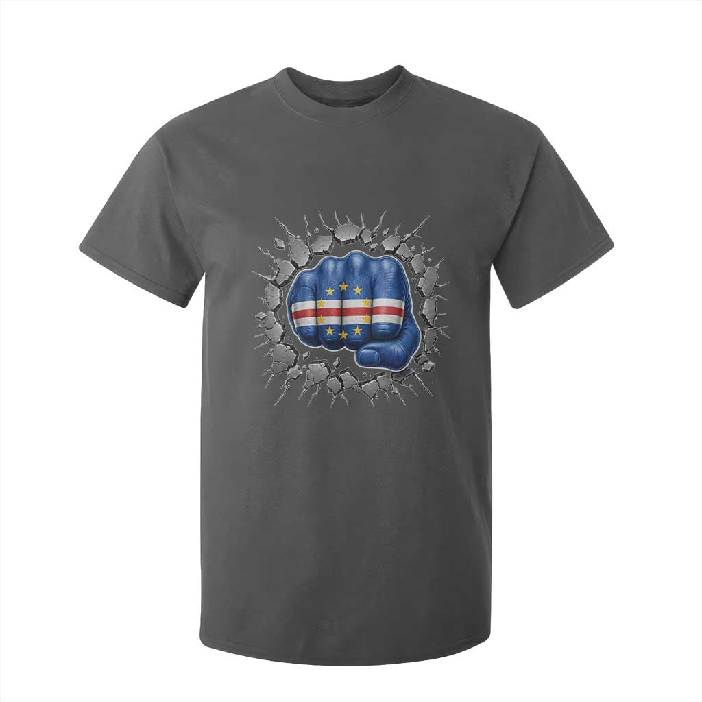 Cape Verde Flag Fist Power Stone Wall Break Graphic T Shirt For Kid Cabo Verde Strong Roots National Pride