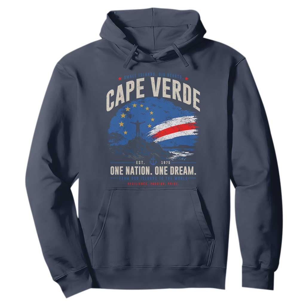 Cape Verde Small Islands Big Hearts Pride Hoodie Cabo Verde One Nation One Dream Distressed Flag