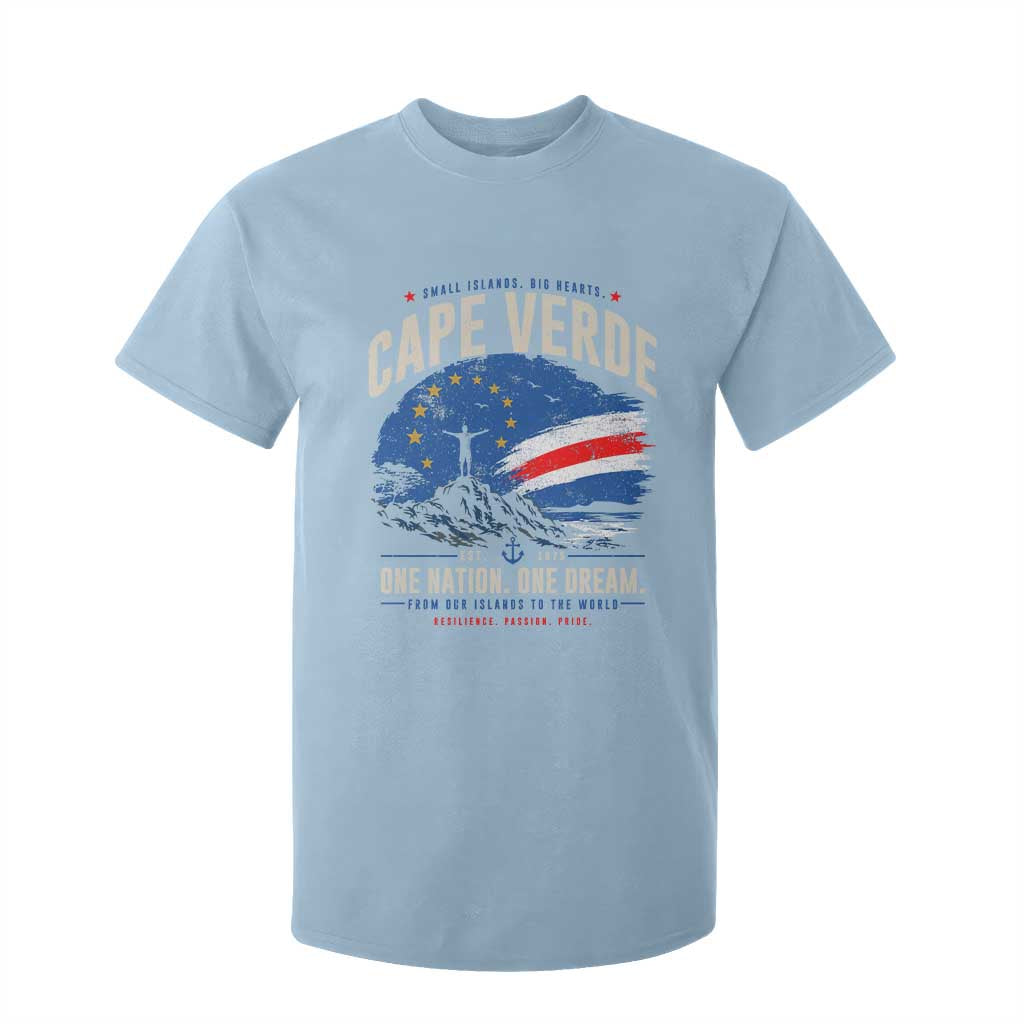 Cape Verde Small Islands Big Hearts Pride T Shirt For Kid Cabo Verde One Nation One Dream Distressed Flag