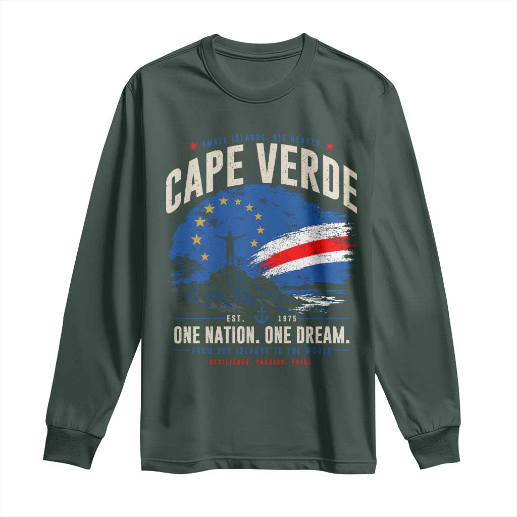 Cape Verde Small Islands Big Hearts Pride Long Sleeve Shirt Cabo Verde One Nation One Dream Distressed Flag