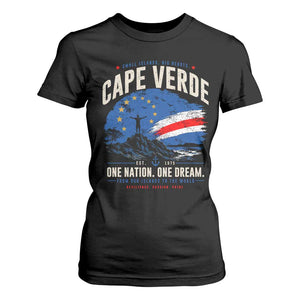 Cape Verde Small Islands Big Hearts Pride T Shirt For Women Cabo Verde One Nation One Dream Distressed Flag