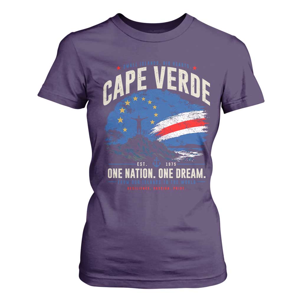 Cape Verde Small Islands Big Hearts Pride T Shirt For Women Cabo Verde One Nation One Dream Distressed Flag