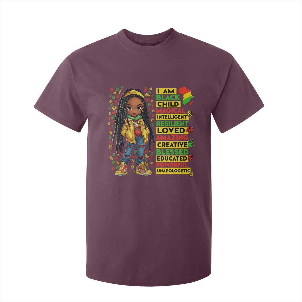 I Am Black Child Locd Girl T Shirt For Kid African Pride Black History Month