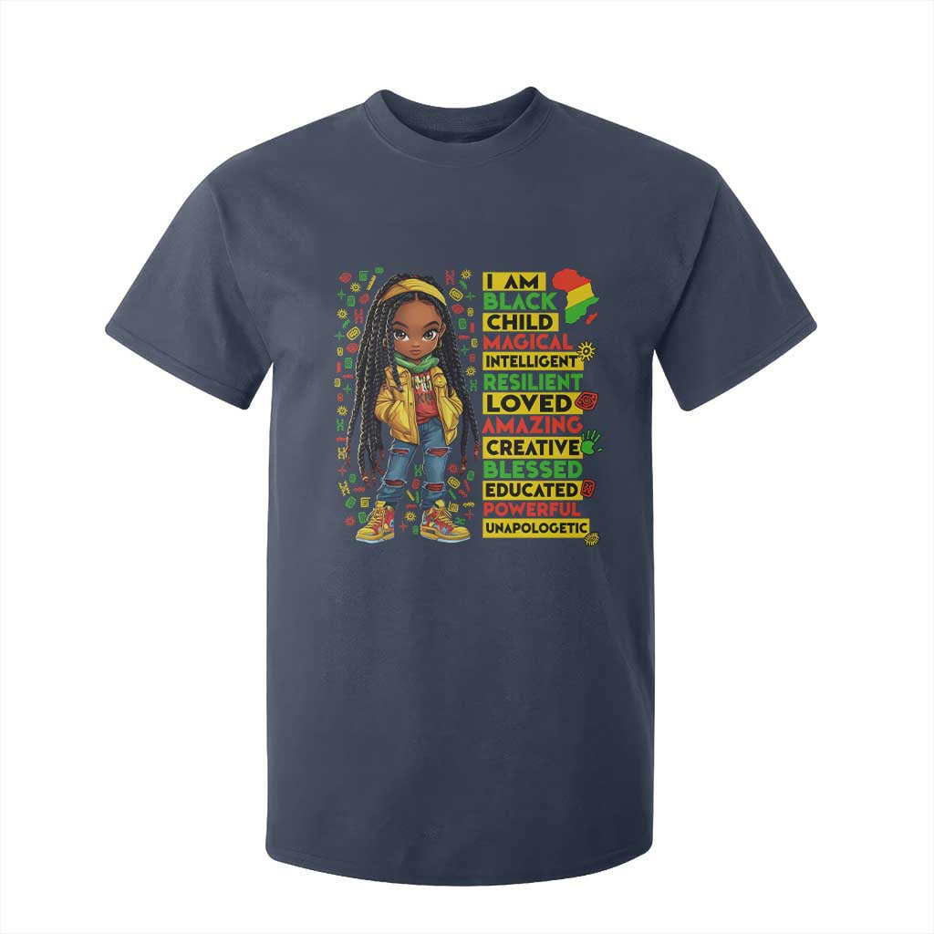 I Am Black Child Locd Girl T Shirt For Kid African Pride Black History Month