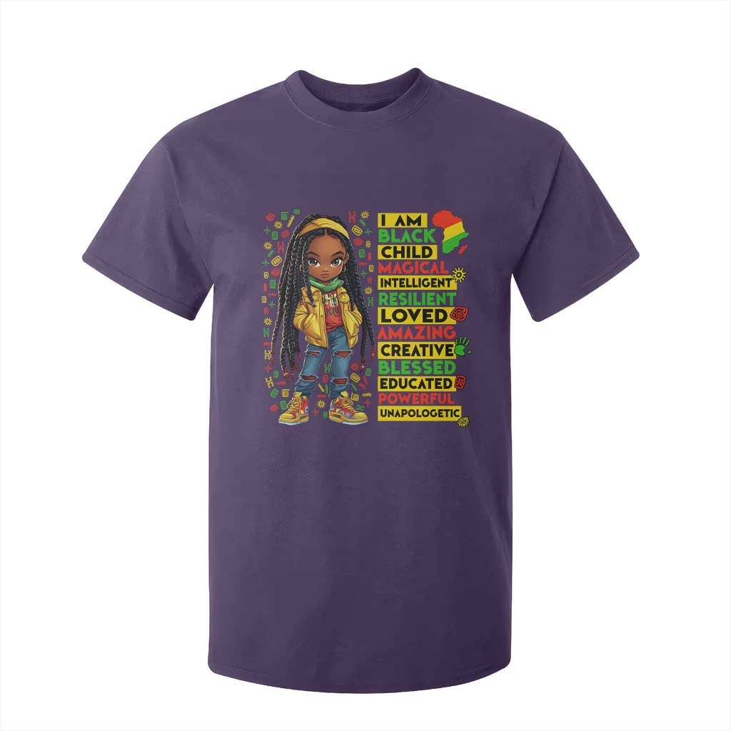 I Am Black Child Locd Girl T Shirt For Kid African Pride Black History Month