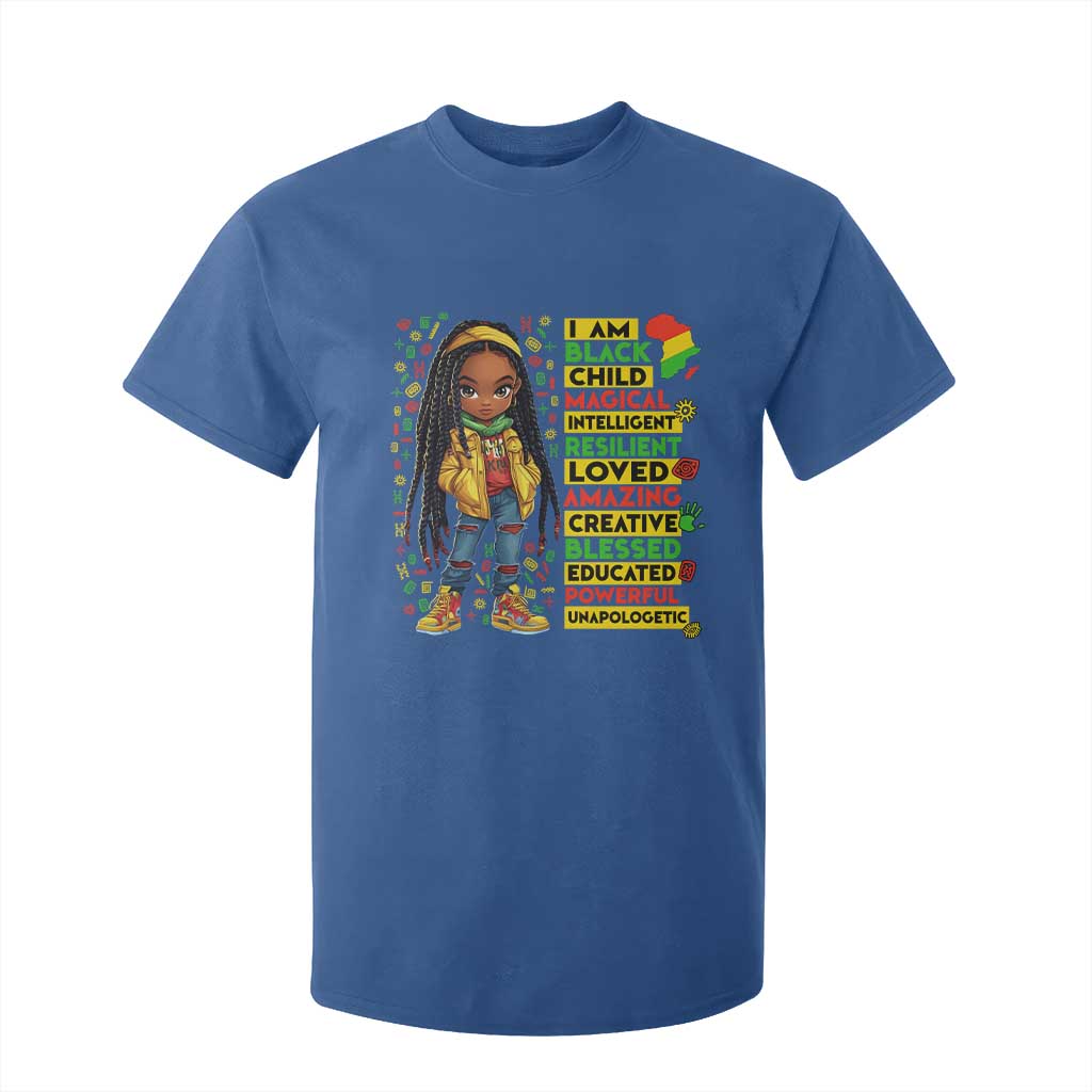 I Am Black Child Locd Girl T Shirt For Kid African Pride Black History Month