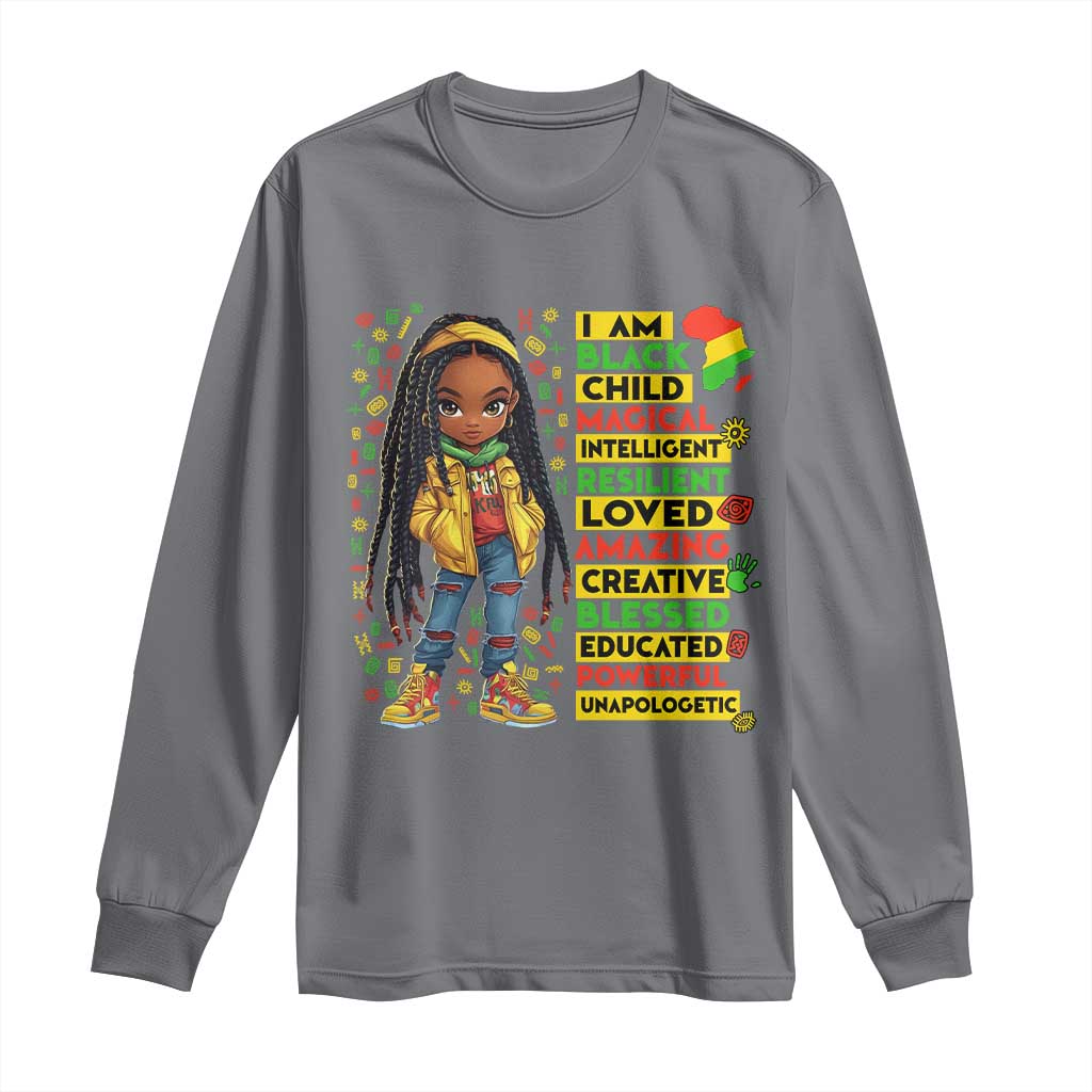 I Am Black Child Locd Girl Long Sleeve Shirt African Pride Black History Month
