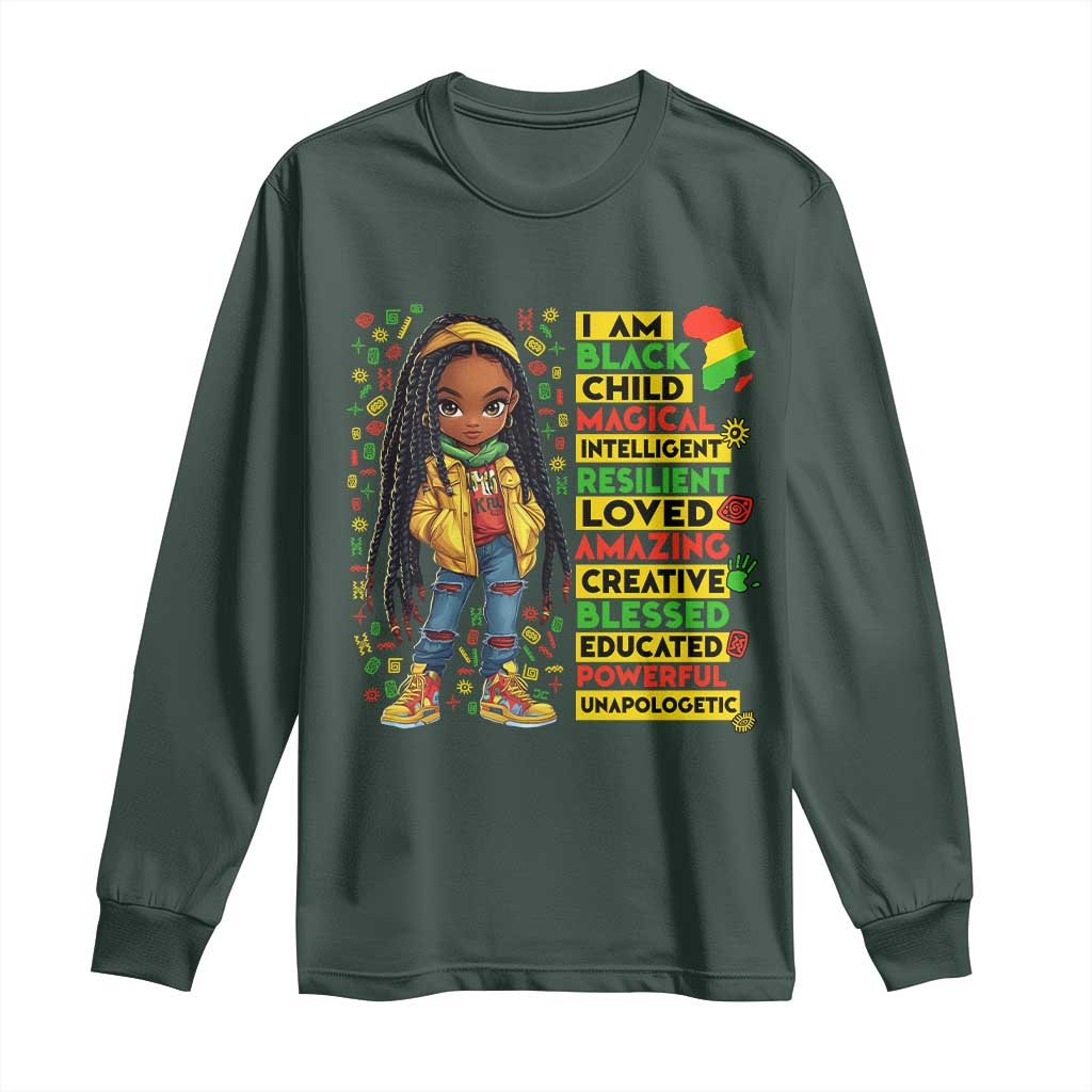 I Am Black Child Locd Girl Long Sleeve Shirt African Pride Black History Month