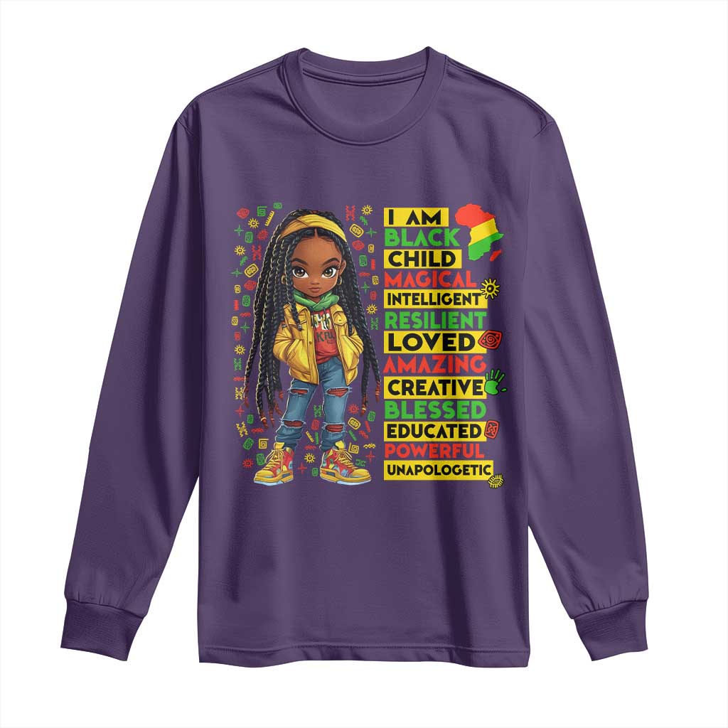 I Am Black Child Locd Girl Long Sleeve Shirt African Pride Black History Month