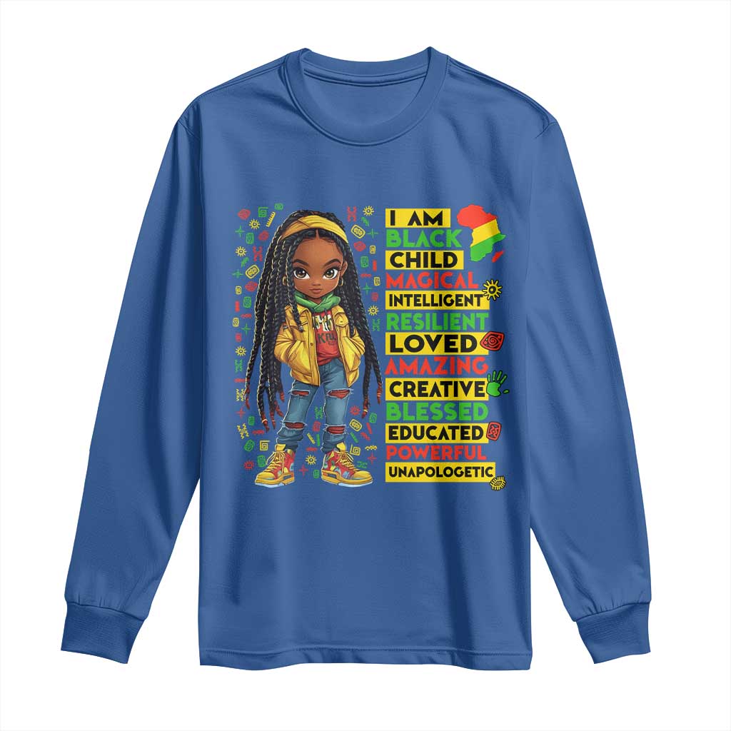 I Am Black Child Locd Girl Long Sleeve Shirt African Pride Black History Month