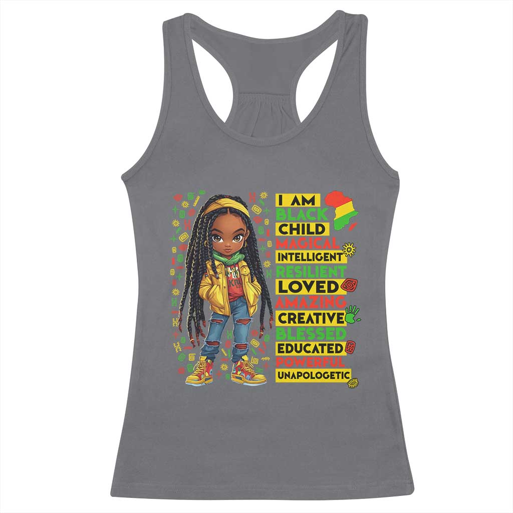 I Am Black Child Locd Girl Racerback Tank Top African Pride Black History Month