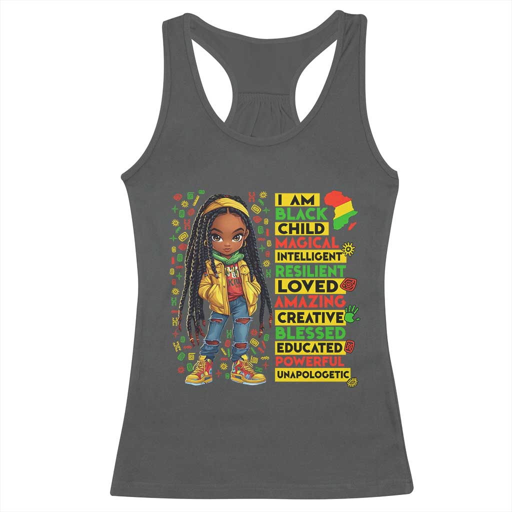 I Am Black Child Locd Girl Racerback Tank Top African Pride Black History Month