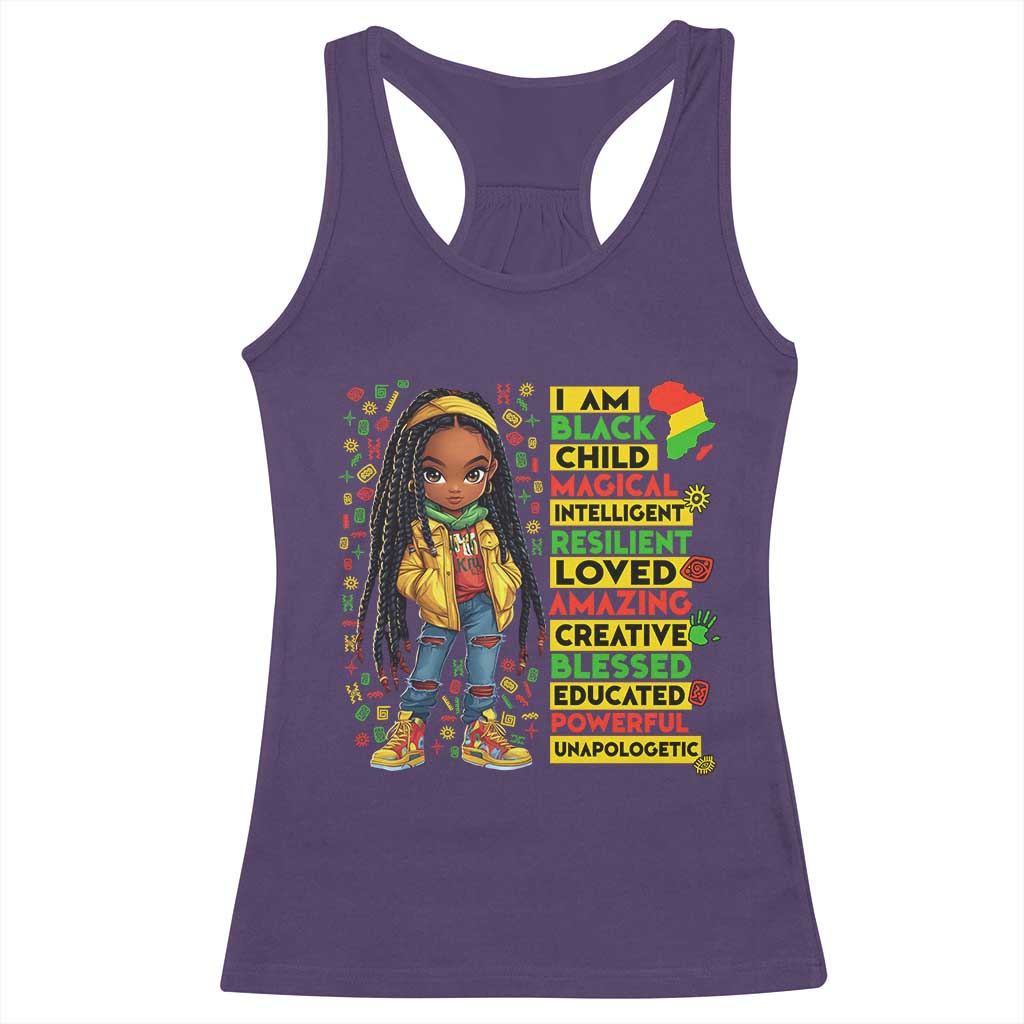 I Am Black Child Locd Girl Racerback Tank Top African Pride Black History Month