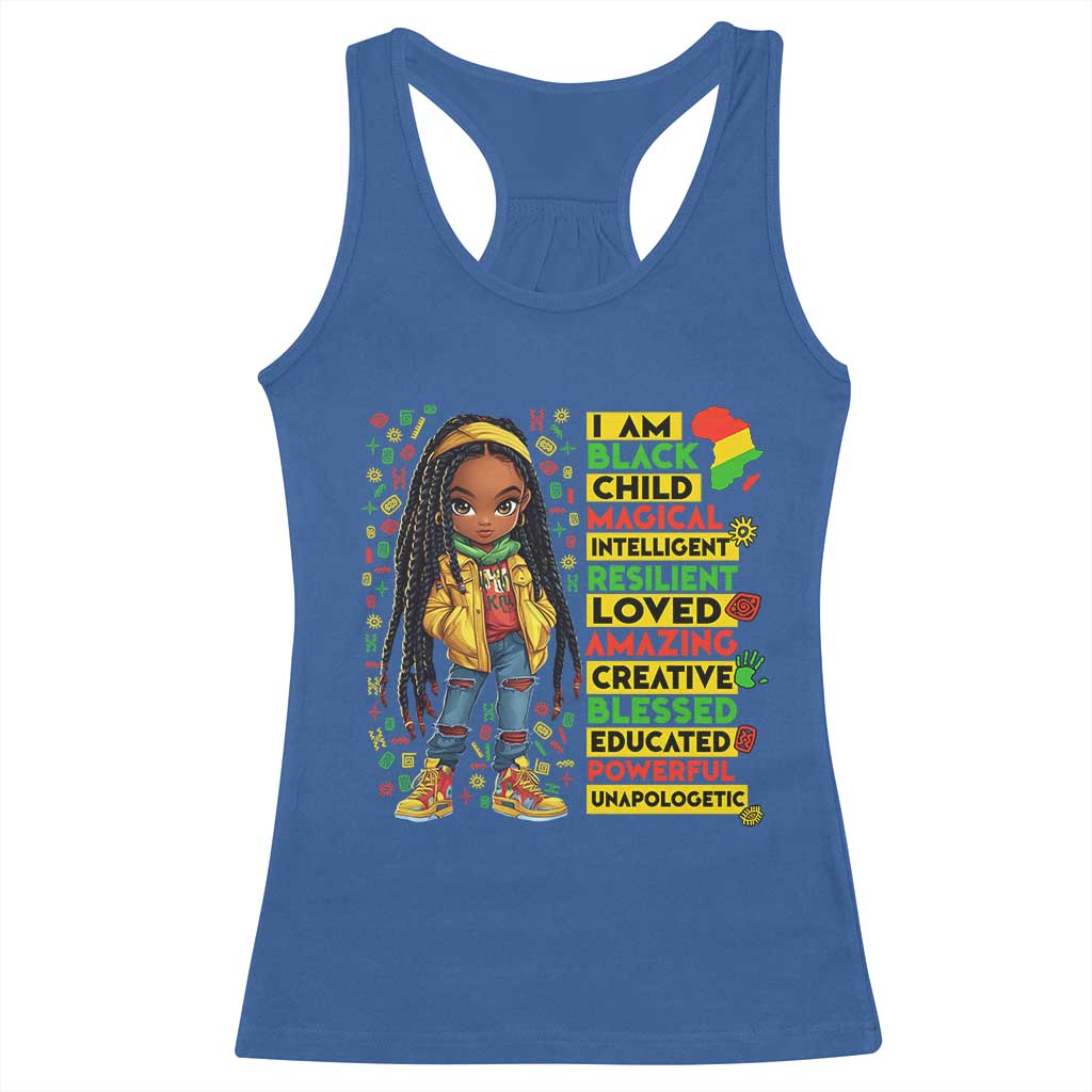 I Am Black Child Locd Girl Racerback Tank Top African Pride Black History Month