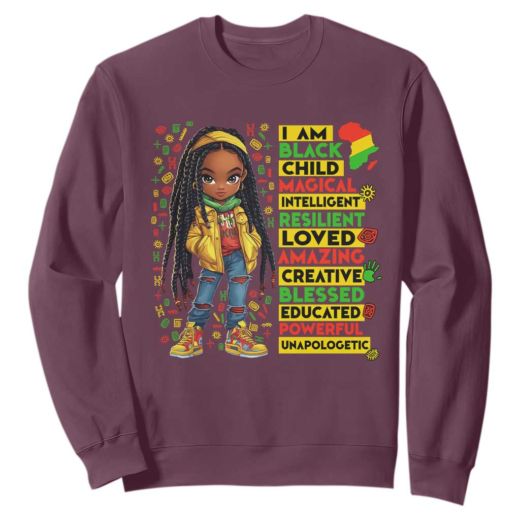 I Am Black Child Locd Girl Sweatshirt African Pride Black History Month