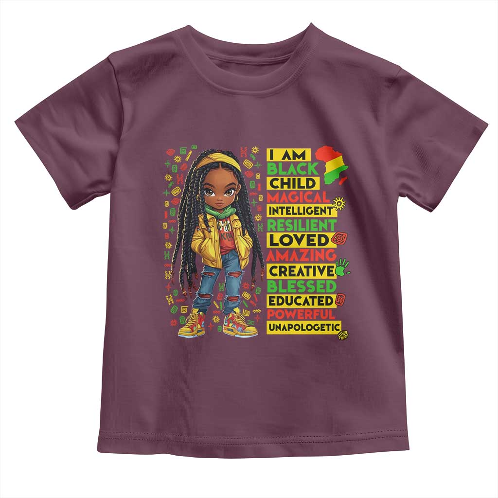 I Am Black Child Locd Girl Toddler T Shirt African Pride Black History Month