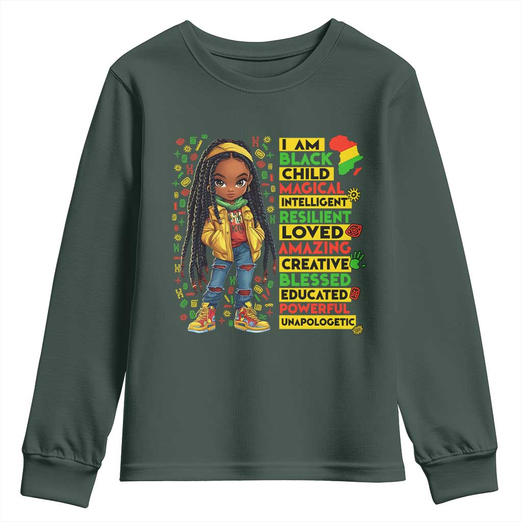 I Am Black Child Locd Girl Youth Sweatshirt African Pride Black History Month