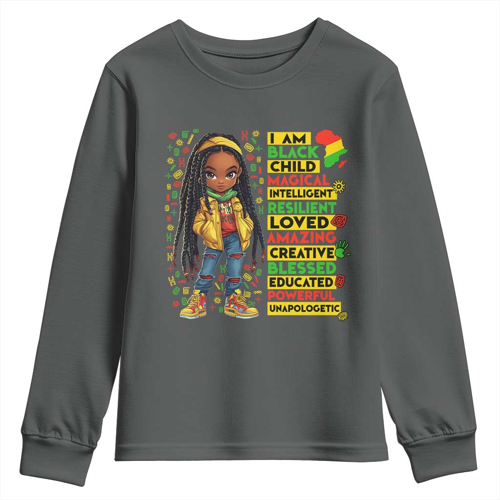 I Am Black Child Locd Girl Youth Sweatshirt African Pride Black History Month