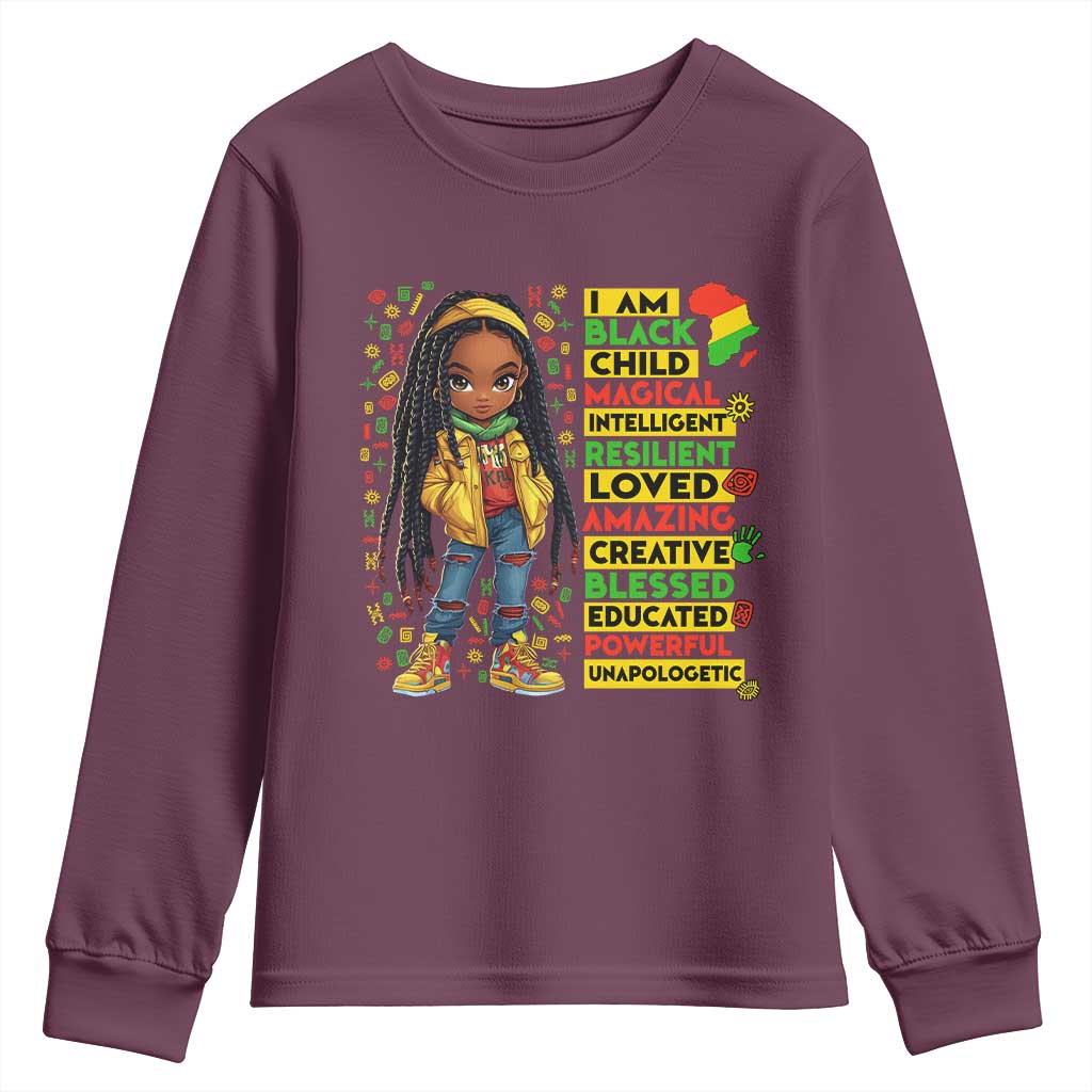 I Am Black Child Locd Girl Youth Sweatshirt African Pride Black History Month