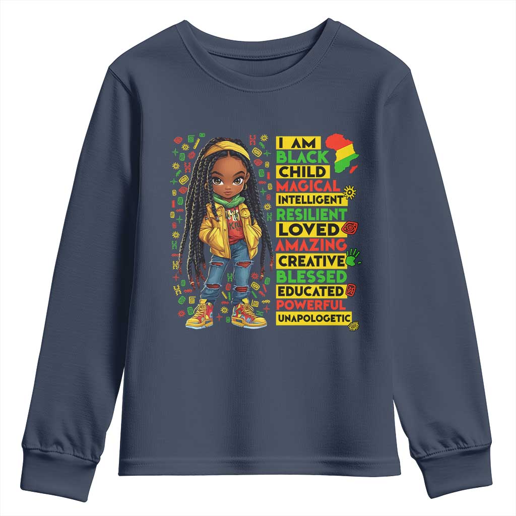 I Am Black Child Locd Girl Youth Sweatshirt African Pride Black History Month