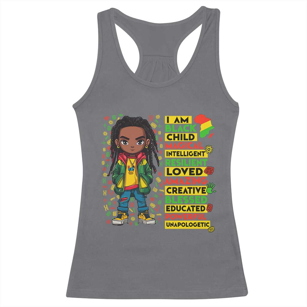 I Am Black Child Locd Boy Racerback Tank Top African Pride Black History Month