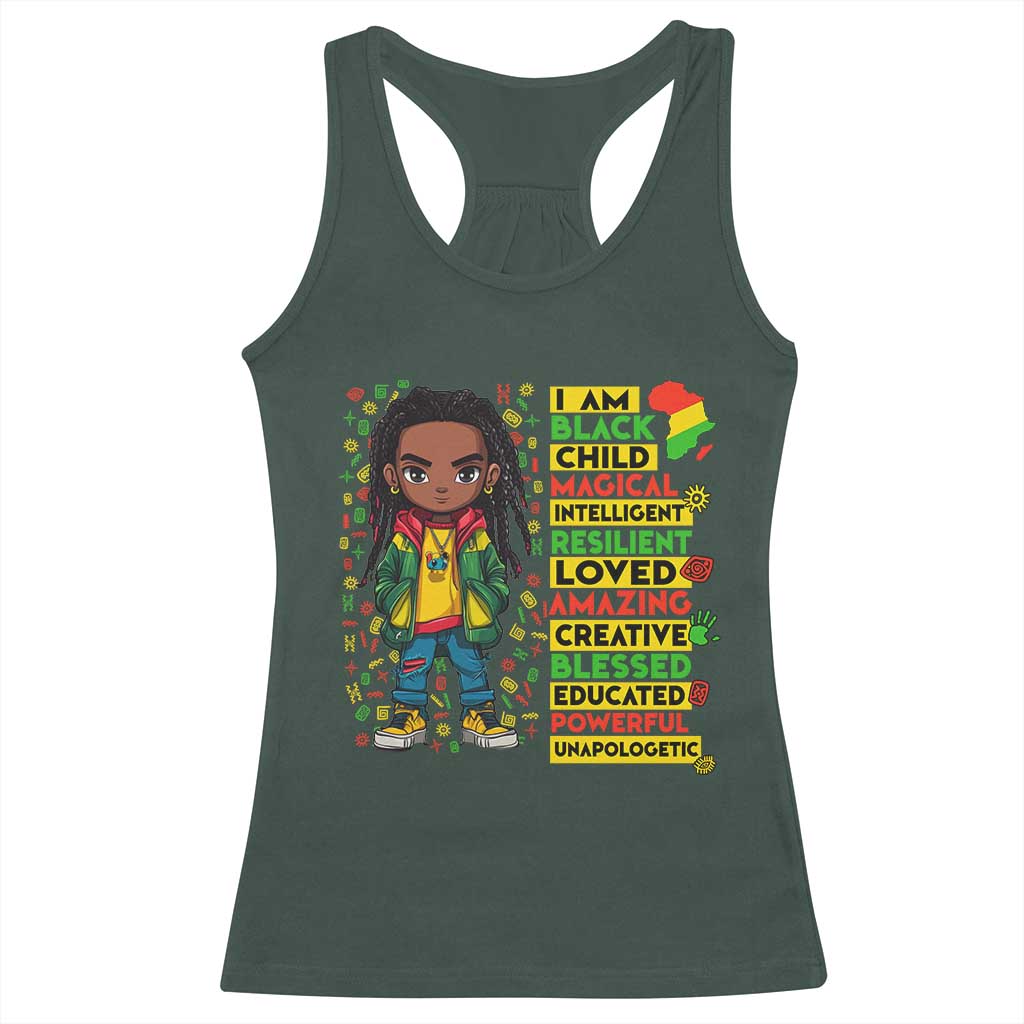 I Am Black Child Locd Boy Racerback Tank Top African Pride Black History Month