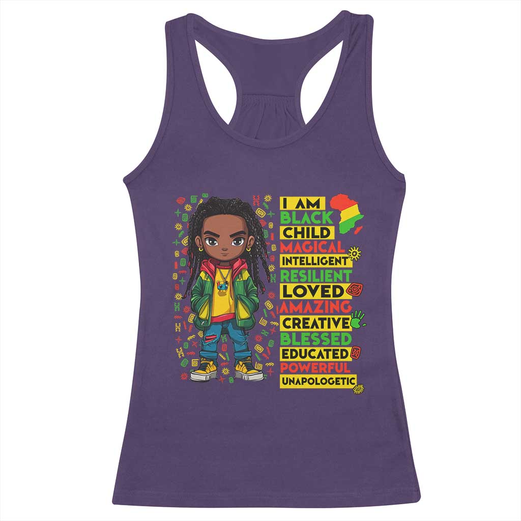 I Am Black Child Locd Boy Racerback Tank Top African Pride Black History Month