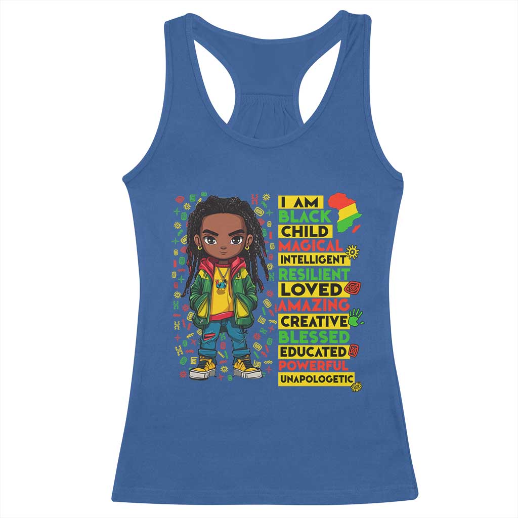 I Am Black Child Locd Boy Racerback Tank Top African Pride Black History Month