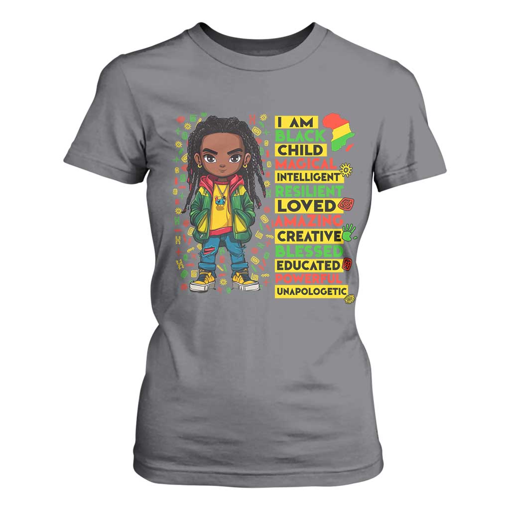 I Am Black Child Locd Boy T Shirt For Women African Pride Black History Month