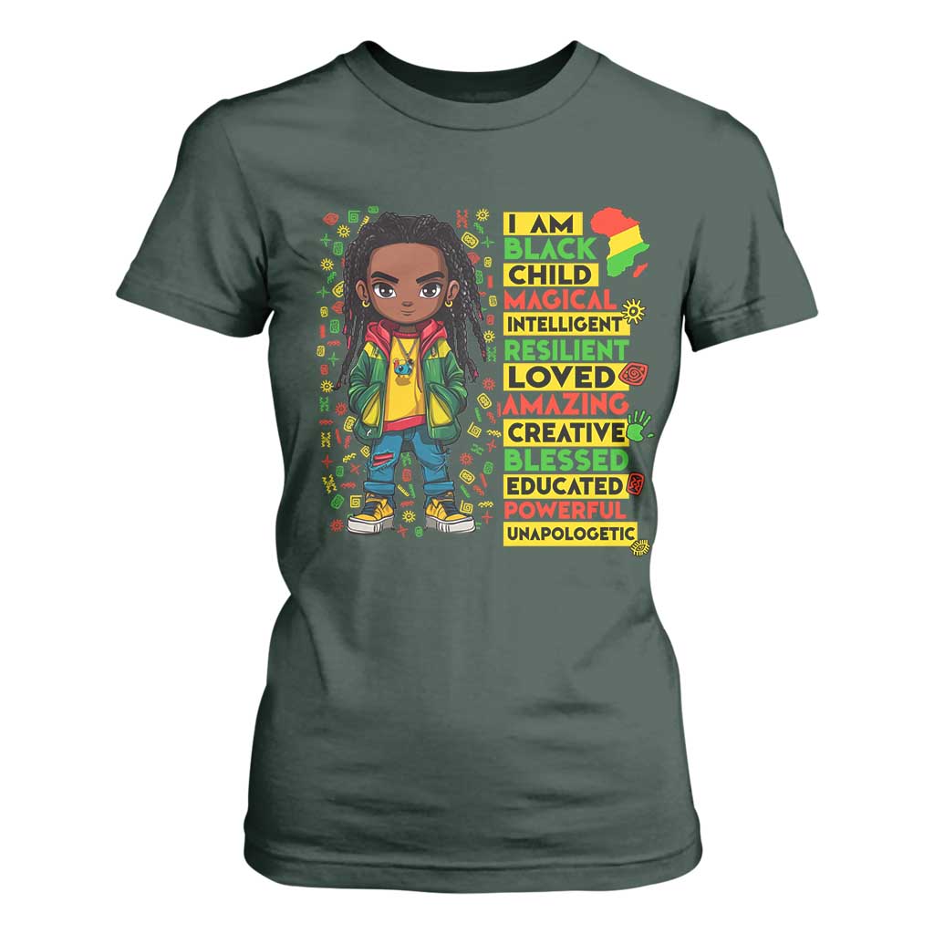 I Am Black Child Locd Boy T Shirt For Women African Pride Black History Month