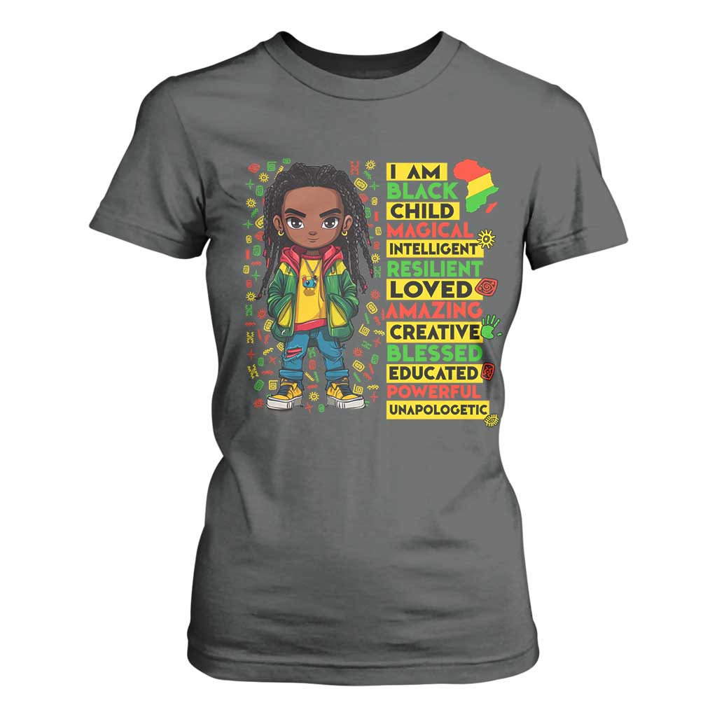 I Am Black Child Locd Boy T Shirt For Women African Pride Black History Month