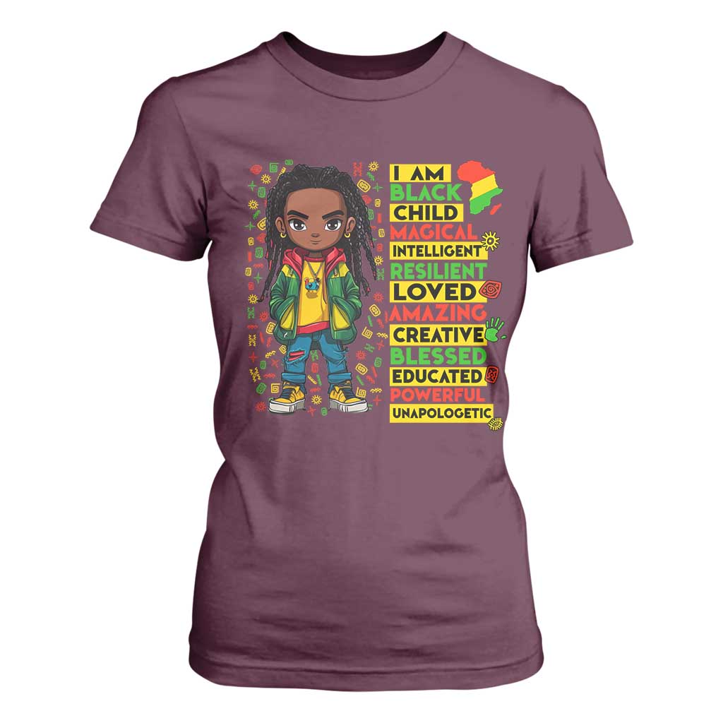 I Am Black Child Locd Boy T Shirt For Women African Pride Black History Month
