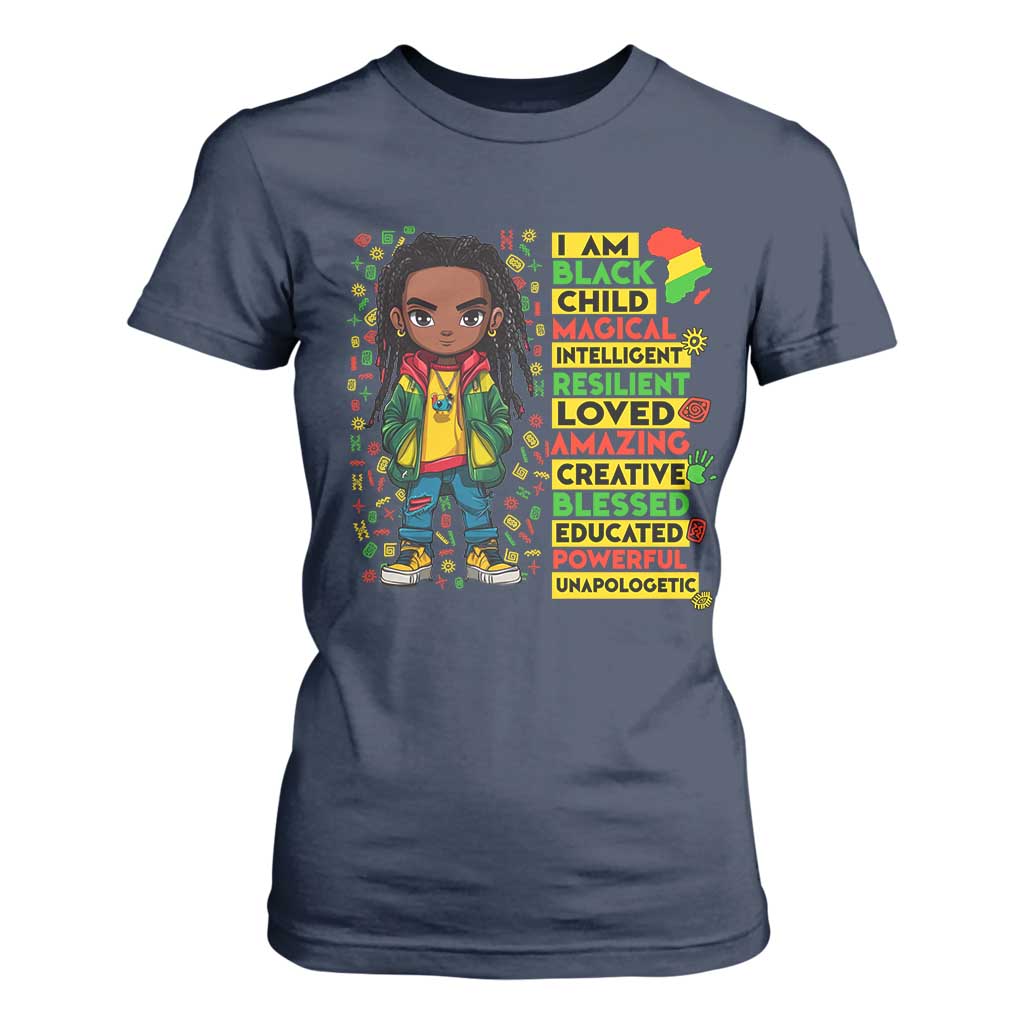 I Am Black Child Locd Boy T Shirt For Women African Pride Black History Month