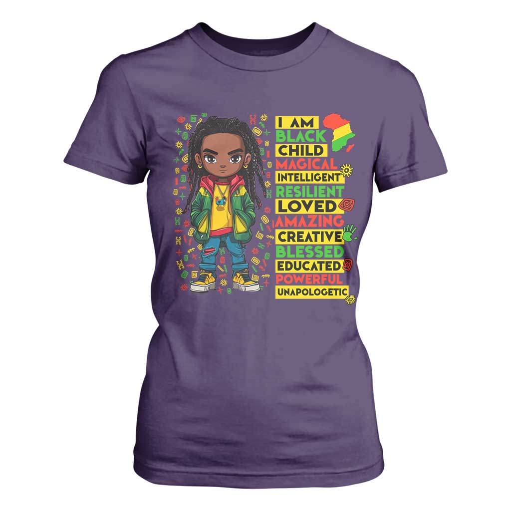 I Am Black Child Locd Boy T Shirt For Women African Pride Black History Month