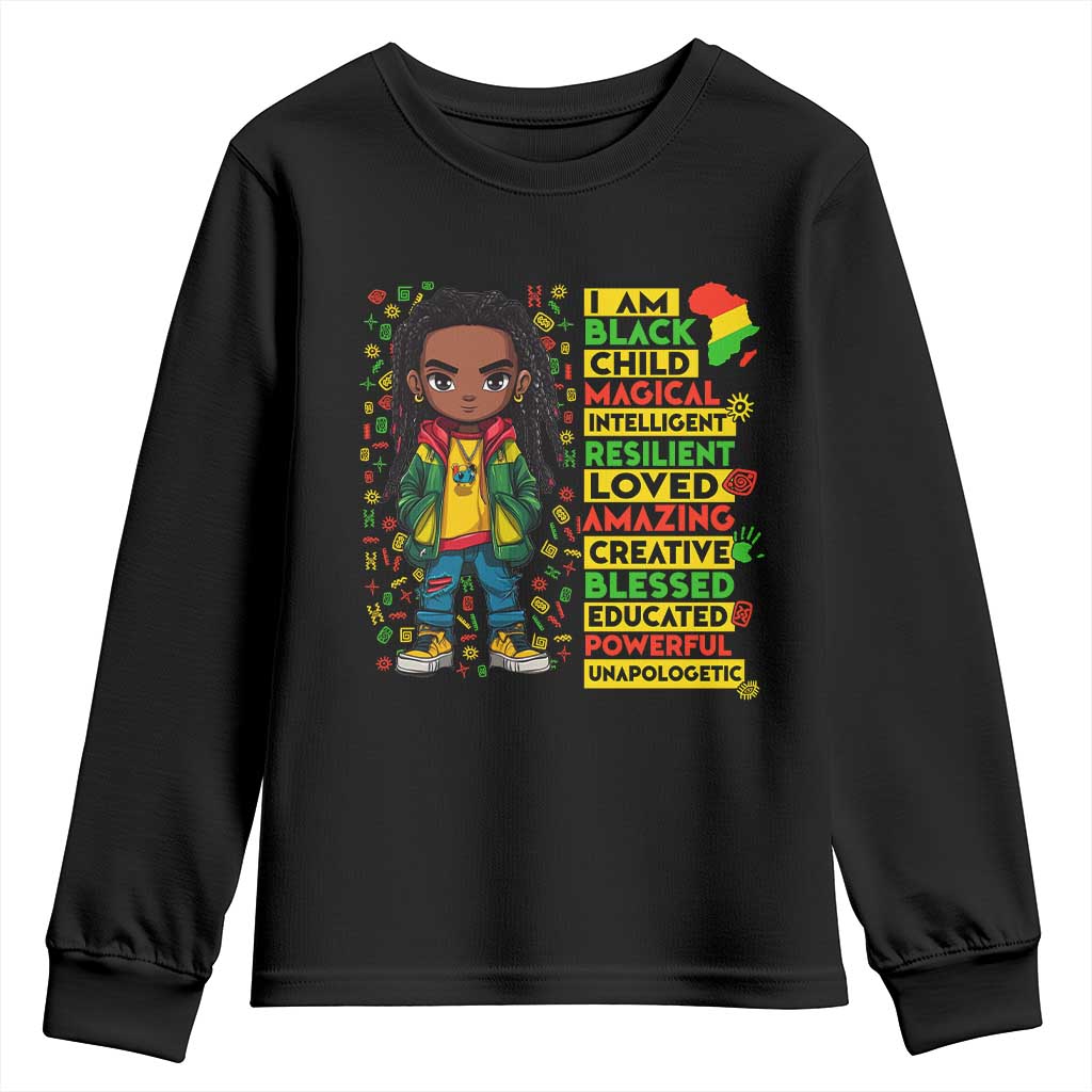 I Am Black Child Locd Boy Youth Sweatshirt African Pride Black History Month