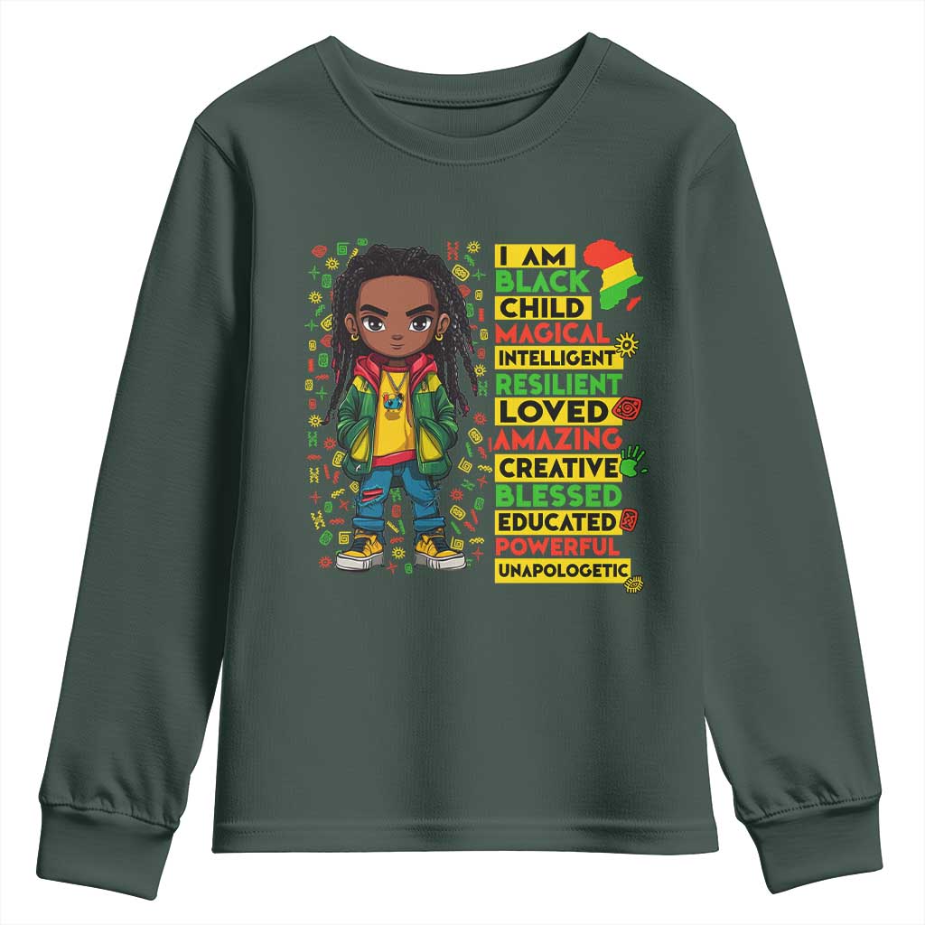 I Am Black Child Locd Boy Youth Sweatshirt African Pride Black History Month